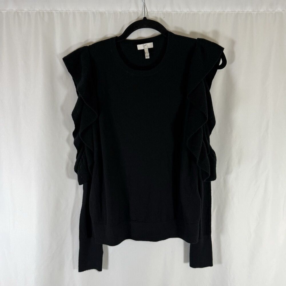 Joie Silk Wool Blend Sweater Women's Small Black Open Arm Cold Shoulder Soft